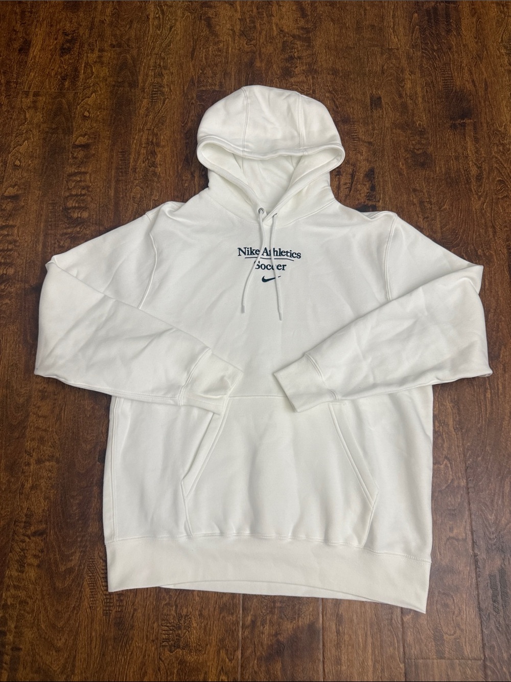 Nike White Soccer Hoodie with Front Pocket